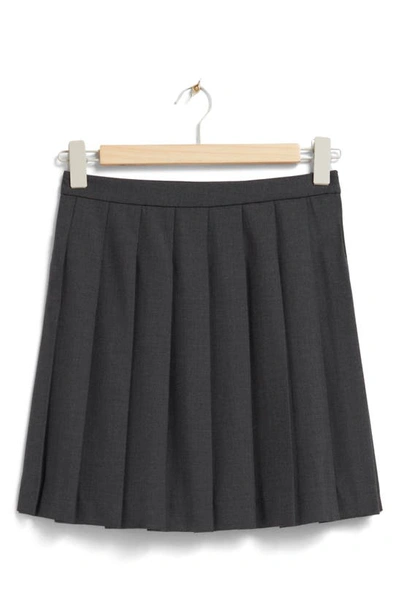 Shop & Other Stories Pleated Wool Blend Skirt In Dark Grey