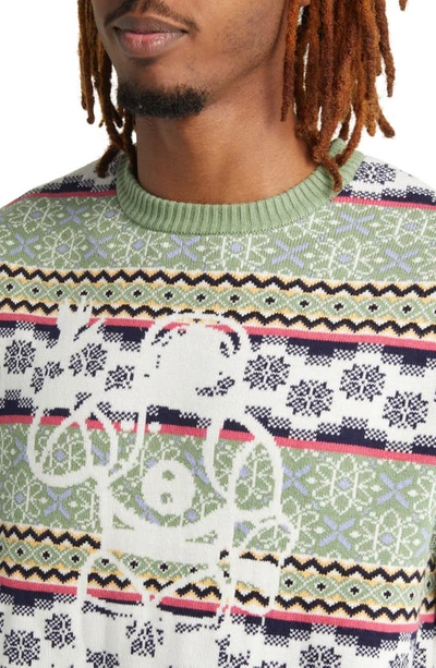 Shop Billionaire Boys Club Greetings Fair Isle Sweater In Whisper Green