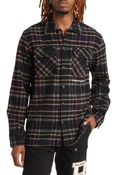 Shop Billionaire Boys Club Stardust Flannel Wool Blend Button-up Shirt In Black