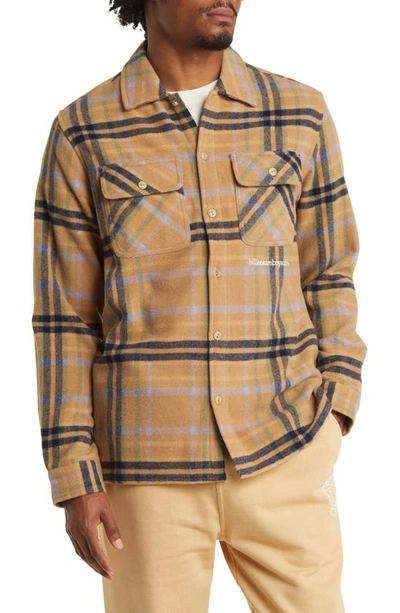 Shop Billionaire Boys Club Stardust Flannel Wool Blend Button-up Shirt In Latte