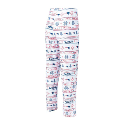 Shop Concepts Sport White/navy New England Patriots Tinsel Raglan Long Sleeve T-shirt & Pants Sleep Set