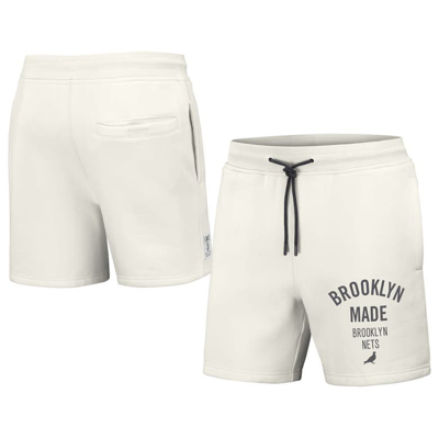 Shop Staple Nba X  Cream Brooklyn Nets Heavyweight Fleece Shorts