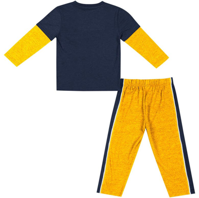 Shop Colosseum Toddler  Navy/gold West Virginia Mountaineers Long Sleeve T-shirt & Pants Set