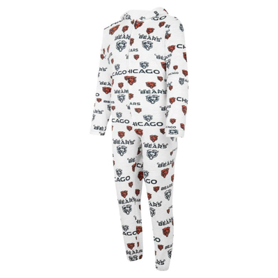 Shop Concepts Sport White Chicago Bears Allover Print Docket Union Full-zip Hooded Pajama Suit