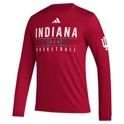Shop Adidas Originals Adidas Crimson Indiana Hoosiers Practice Basketball Pregame Aeroready Long Sleeve T-shirt