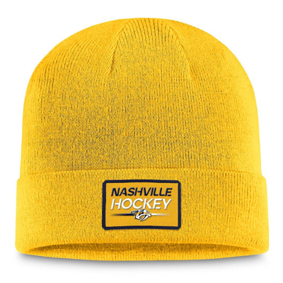 Shop Fanatics Branded  Gold Nashville Predators Authentic Pro Cuffed Knit Hat