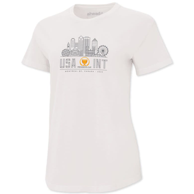 Shop Ahead White 2024 Presidents Cup  Skyline Aurora V-neck T-shirt