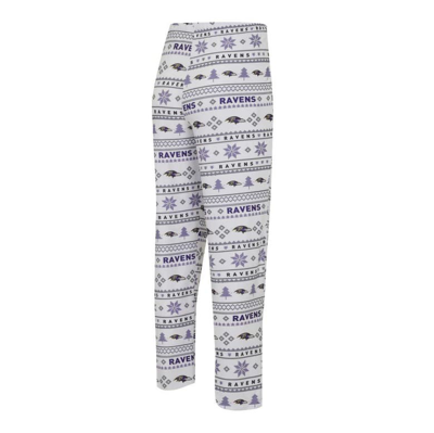 Shop Concepts Sport White/purple Baltimore Ravens Tinsel Raglan Long Sleeve T-shirt & Pants Sleep Set