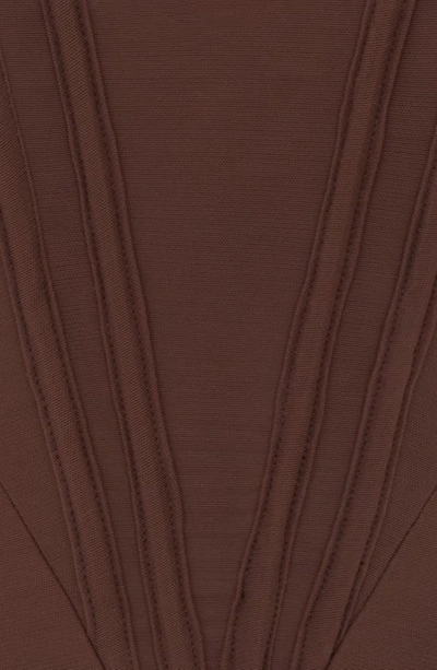House Of Cb Ninetta Mesh Corset Top In Chocolate