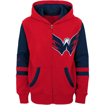 Shop Outerstuff Youth Red Washington Capitals Face Off Color Block Full-zip Hoodie