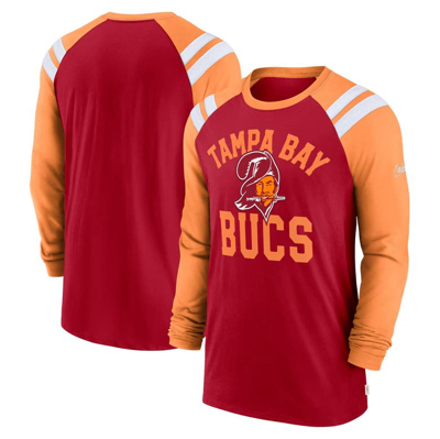 Shop Nike Red/orange Tampa Bay Buccaneers Classic Arc Raglan Tri-blend Long Sleeve T-shirt