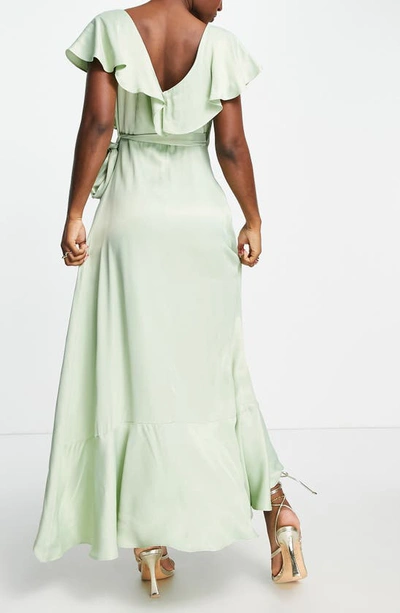 Shop Topshop Satin High-low Gown In Light Green