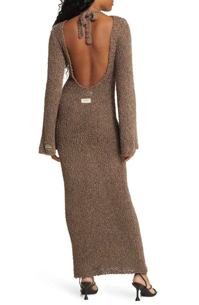 Shop Honor The Gift Long Sleeve Cotton Knit Maxi Dress In Grey