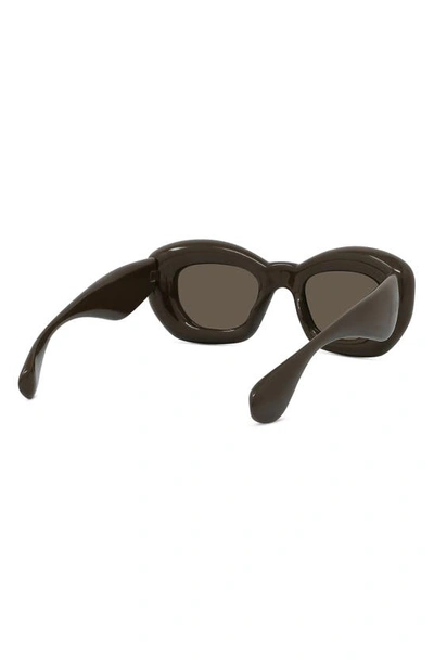 Shop Loewe Inflated 47mm Butterfly Sunglasses In Shiny Dark Brown / Brown