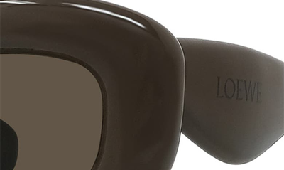 Shop Loewe Inflated 47mm Butterfly Sunglasses In Shiny Dark Brown / Brown
