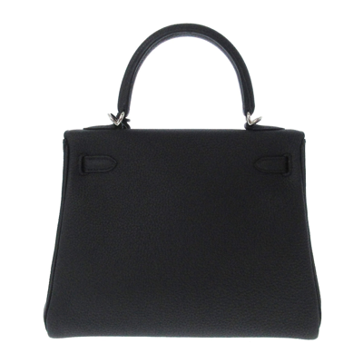 Shop Hermes Hermès Kelly 25 Black Leather Handbag ()