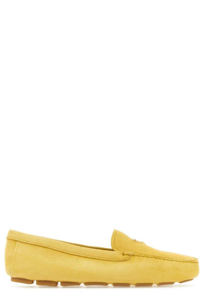 Shop Prada Logo In Yellow