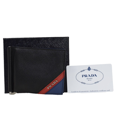 Shop Prada Etiquette Black Leather Wallet  ()