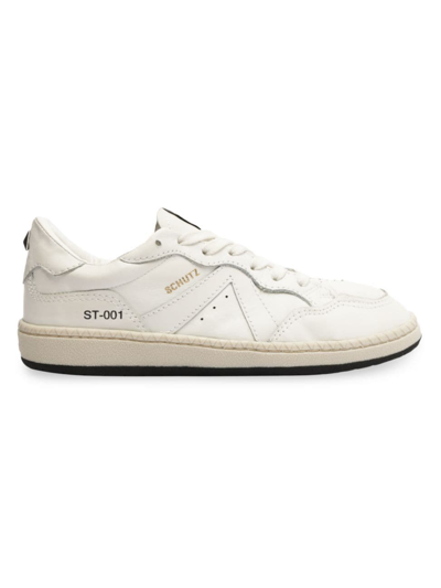 Shop Schutz Women's St-001 Leather Low-top Sneakers In White