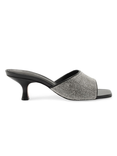 Shop Schutz Women's Dethalia 65mm Crystal-embellished Sandals In Crystal Black
