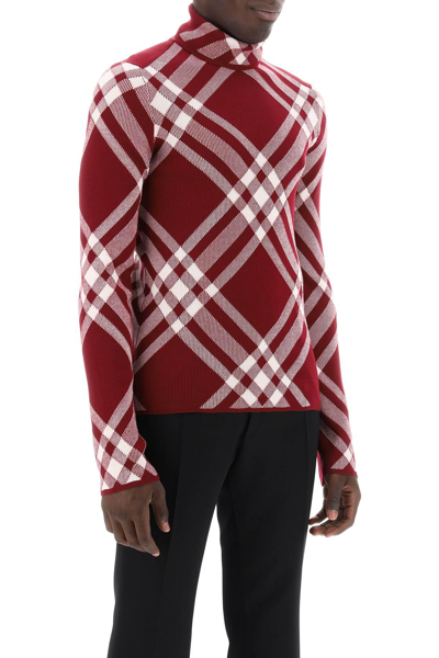 Shop Burberry Turtleneck Sweater With Check Motif