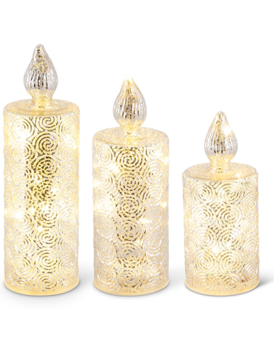 Shop K & K Interiors Set Of 3 Glass Swirled Led Candles