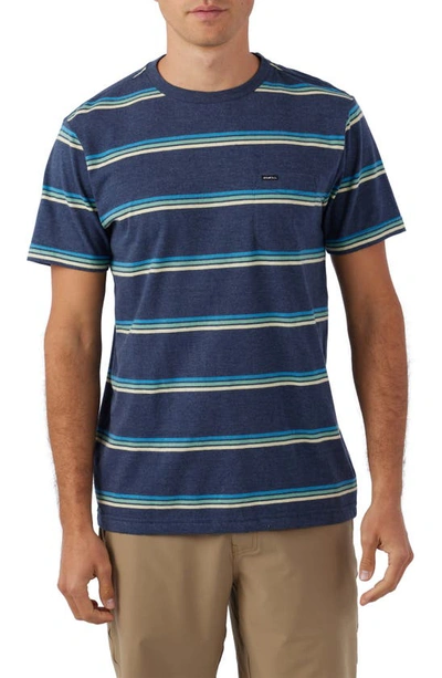 Shop O'neill Smasher Stripe Cotton Pocket T-shirt In Navy 2