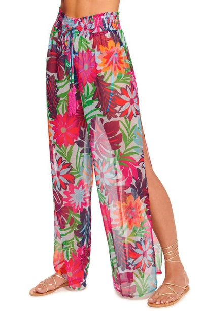 Shop Ramy Brook Lancaster Floral Wide Leg Pants In Multi Flower Print