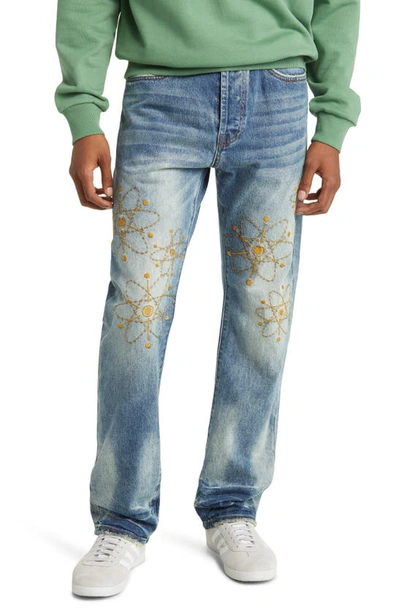 Shop Billionaire Boys Club Nuclear Embroidered Straight Leg Jeans In X