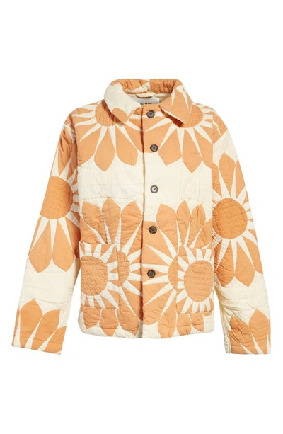 Shop Bode Grand Daisy Quilted Workwear Jacket In Orange Multi