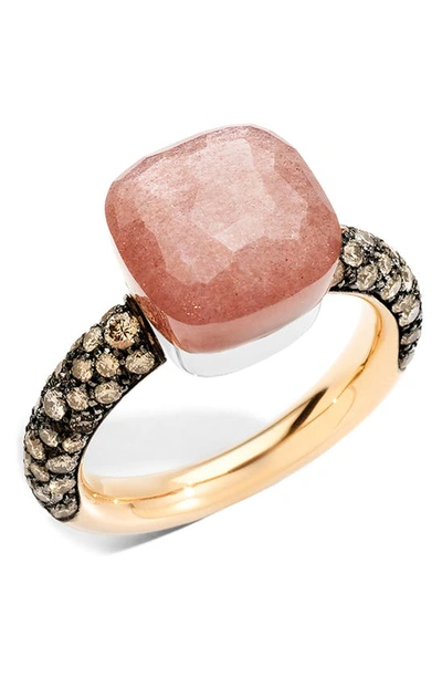 Shop Pomellato Nudo Moonstone Diamond Ring In Orange Moonstone