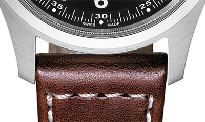 Shop Hamilton Khaki Field Automatic Leather Strap Watch, 38mm In Brown/black/silver