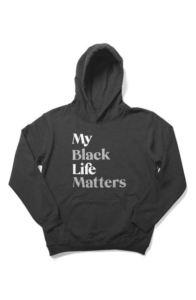 Shop Hbcu Pride & Joy Kids' My Black Life Matters Graphic Hoodie In Dark Heather Gray