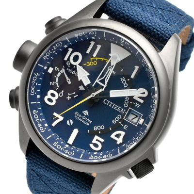 Pre-owned Citizen Promaster Land Bn4065-07l Eco-drive Altichron Titanium Solar Watch Blue