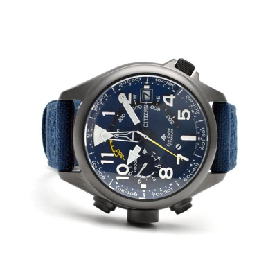 Pre-owned Citizen Promaster Land Bn4065-07l Eco-drive Altichron Titanium Solar Watch Blue