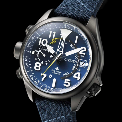 Pre-owned Citizen Promaster Land Bn4065-07l Eco-drive Altichron Titanium Solar Watch Blue