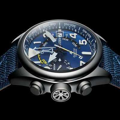Pre-owned Citizen Promaster Land Bn4065-07l Eco-drive Altichron Titanium Solar Watch Blue