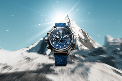 Pre-owned Citizen Promaster Land Bn4065-07l Eco-drive Altichron Titanium Solar Watch Blue