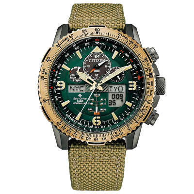 Pre-owned Citizen Promaster Jy8074-11x Eco-drive Sky Radio Solar Watch U680 Green Dial