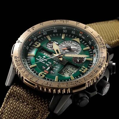 Pre-owned Citizen Promaster Jy8074-11x Eco-drive Sky Radio Solar Watch U680 Green Dial