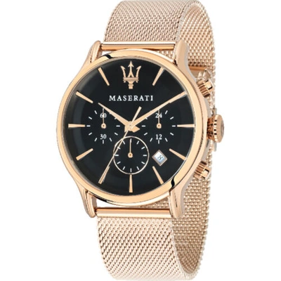 Pre-owned Maserati Epoca Rose Gold Stainless Steel Case & Strap Men's Watch. R8873618005
