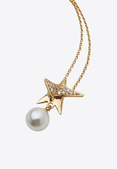 Ferragamo Crystal-embellished Star Chain Necklace In Gold