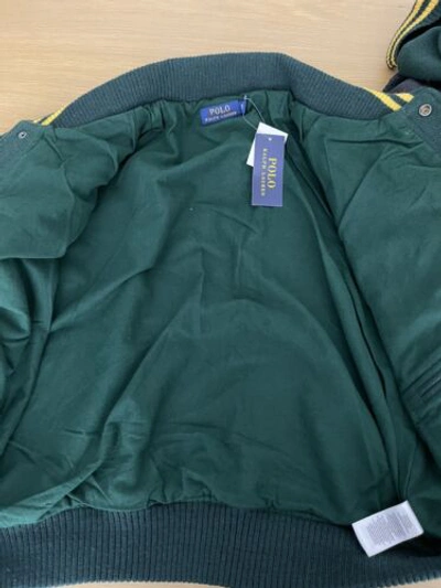 Pre-owned Polo Ralph Lauren $698  Large Green Tiger Bomber Jacket Varsity College Coat Vtg