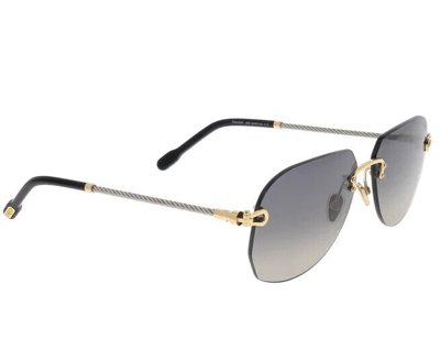 Pre-owned Fred Fg40045u 30v Rimless Gold Cable W/blue Lens Authentic Sunglasses 61-12 In Gray