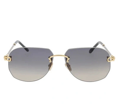 Pre-owned Fred Fg40045u 30v Rimless Gold Cable W/blue Lens Authentic Sunglasses 61-12 In Gray