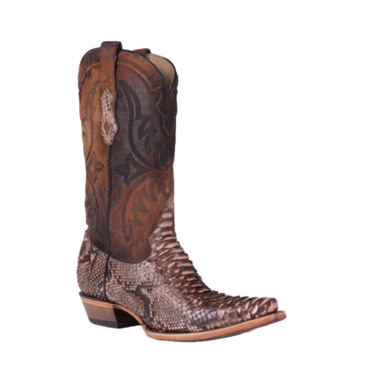 Pre-owned Corral Boots Corral Men's Python & Lamb Brown Western Boots A4452