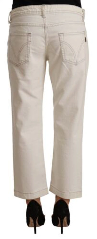 Pre-owned Dolce & Gabbana Dolce&gabbana Women Off White Jeans Pants Cotton Stretch Cropped Casual Trousers
