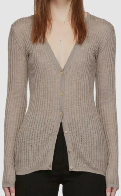 Pre-owned Gabriela Hearst $990  Women's Gray Cashmere Homer V-neck Cardigan Sweater Size Xs