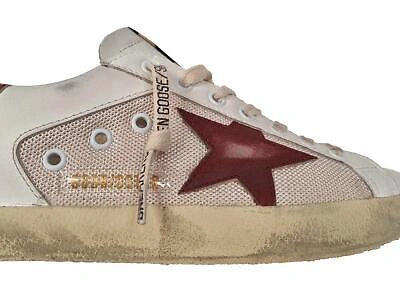 Pre-owned Golden Goose Vintage Superstar Men's Sneakers Shoes 82390 Cream, Red In White
