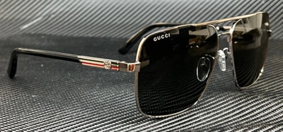 Pre-owned Gucci Gg1289s 001 Ruthenium Black Men's Extra Large 62 Mm Sunglasses In Gray